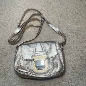 Michael Kors Antique Gold Genuine Leather Flap X-body Shoulder Bag